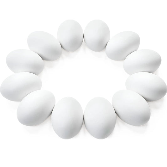 24 Unpainted White Wooden Easter Eggs for DIY Decor & Easter Hunt