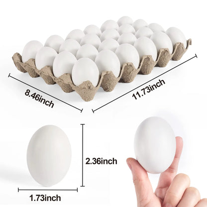 24 Unpainted White Wooden Easter Eggs for DIY Decor & Easter Hunt