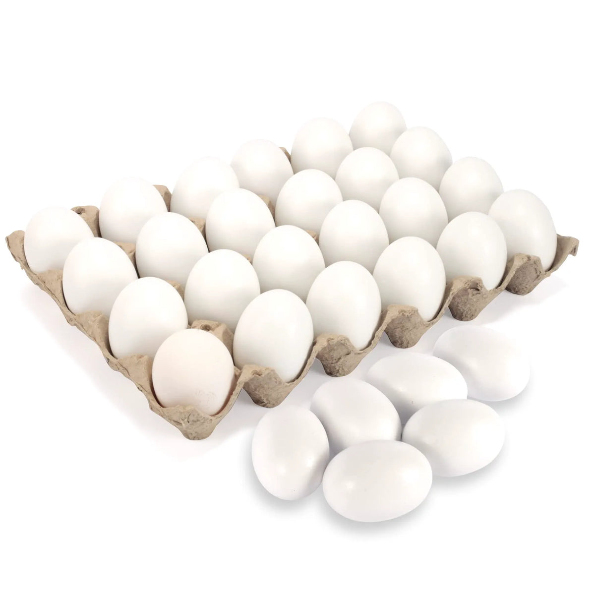 24 Unpainted White Wooden Easter Eggs for DIY Decor & Easter Hunt