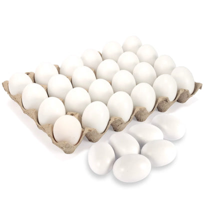 24 Unpainted White Wooden Easter Eggs for DIY Decor & Easter Hunt