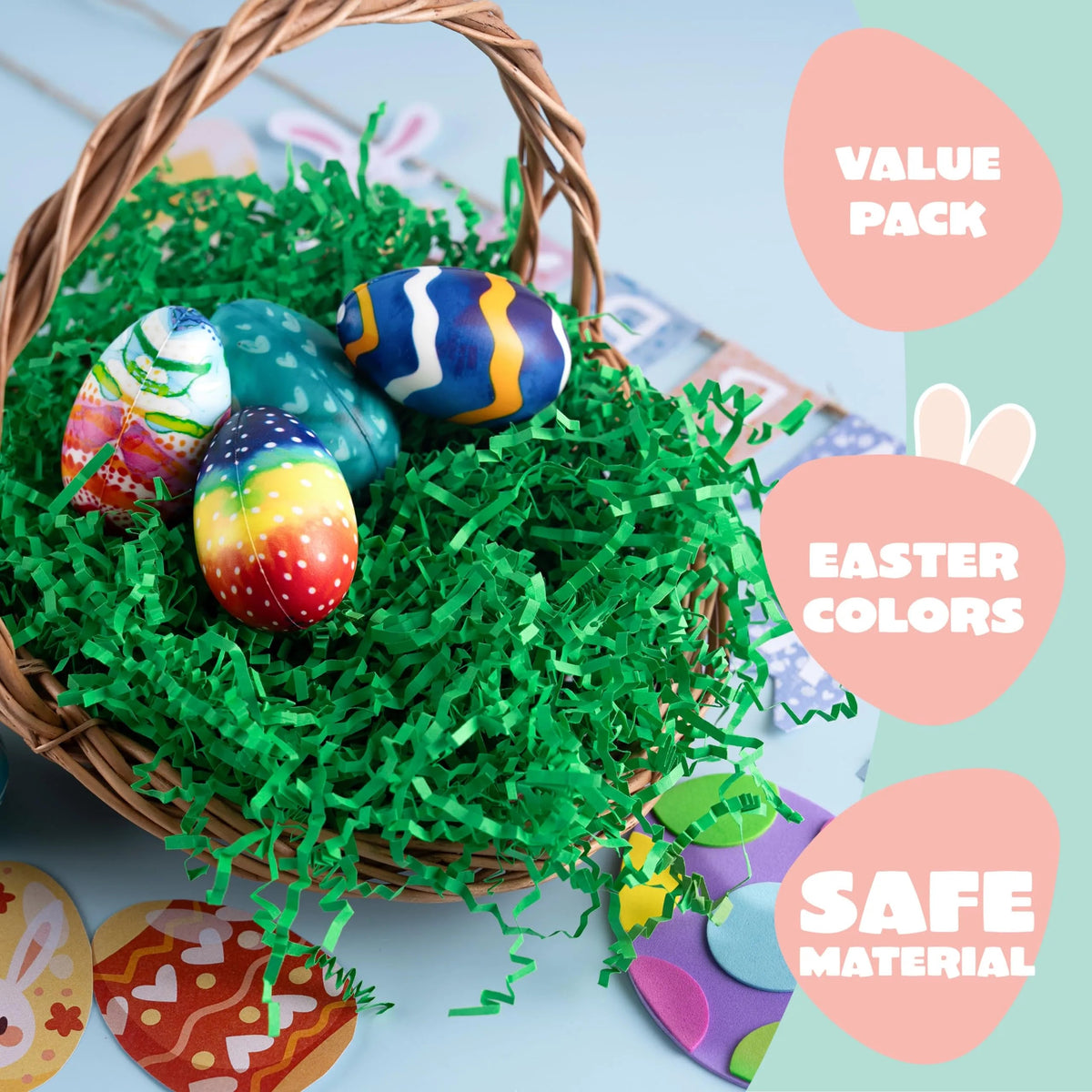 24oz (680g) Easter Dark Green Grass - Pure Dark Green Recyclable Paper Grass