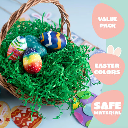 24oz (680g) Easter Dark Green Grass - Pure Dark Green Recyclable Paper Grass