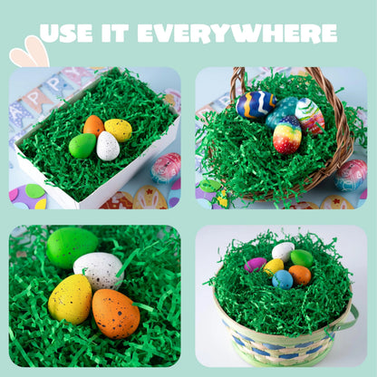 24oz (680g) Easter Dark Green Grass - Pure Dark Green Recyclable Paper Grass