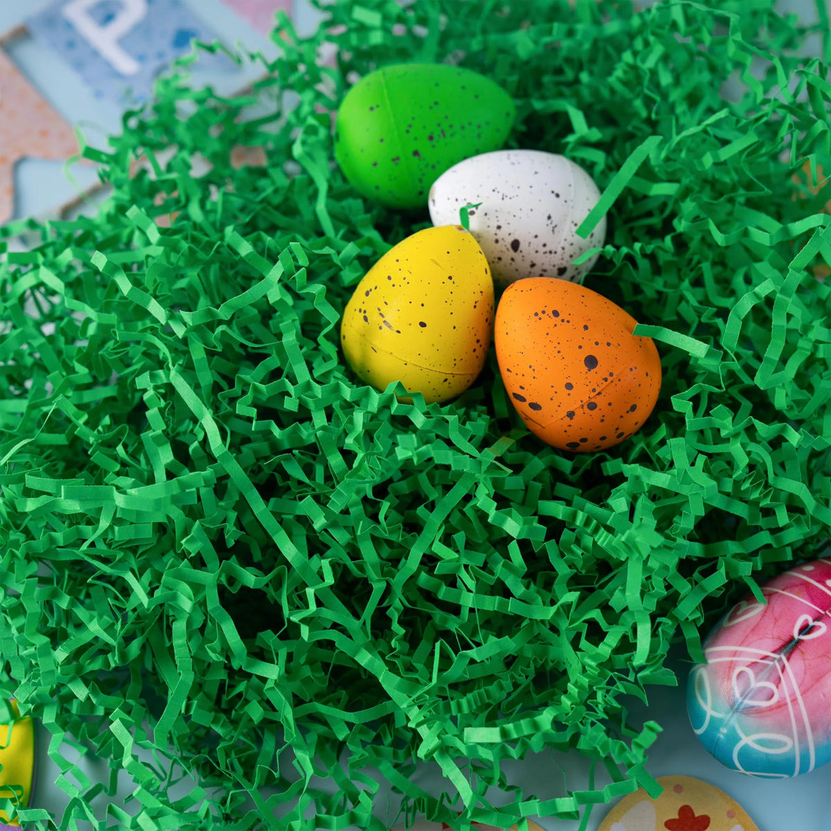 24oz (680g) Easter Dark Green Grass - Pure Dark Green Recyclable Paper Grass