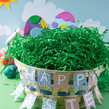 24oz (680g) Easter Dark Green Grass - Pure Dark Green Recyclable Paper Grass