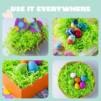 24oz (680g) Easter Pure Light Green Recyclable Paper Grass for Egg Hunt