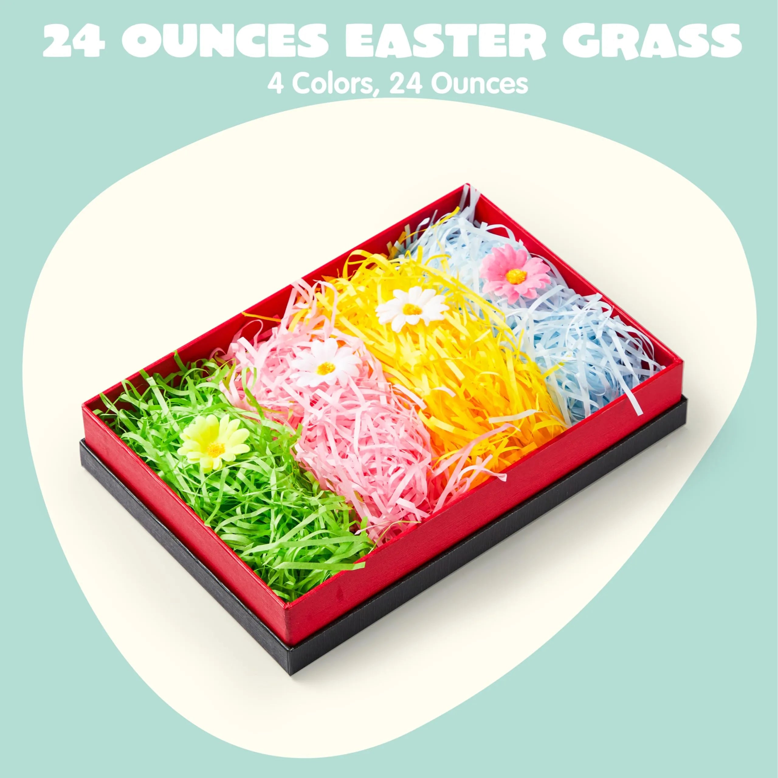 24oz (680g) Multicolor Rainbow Easter Grass, Recyclable Paper Grass Shred in Pastel Colors