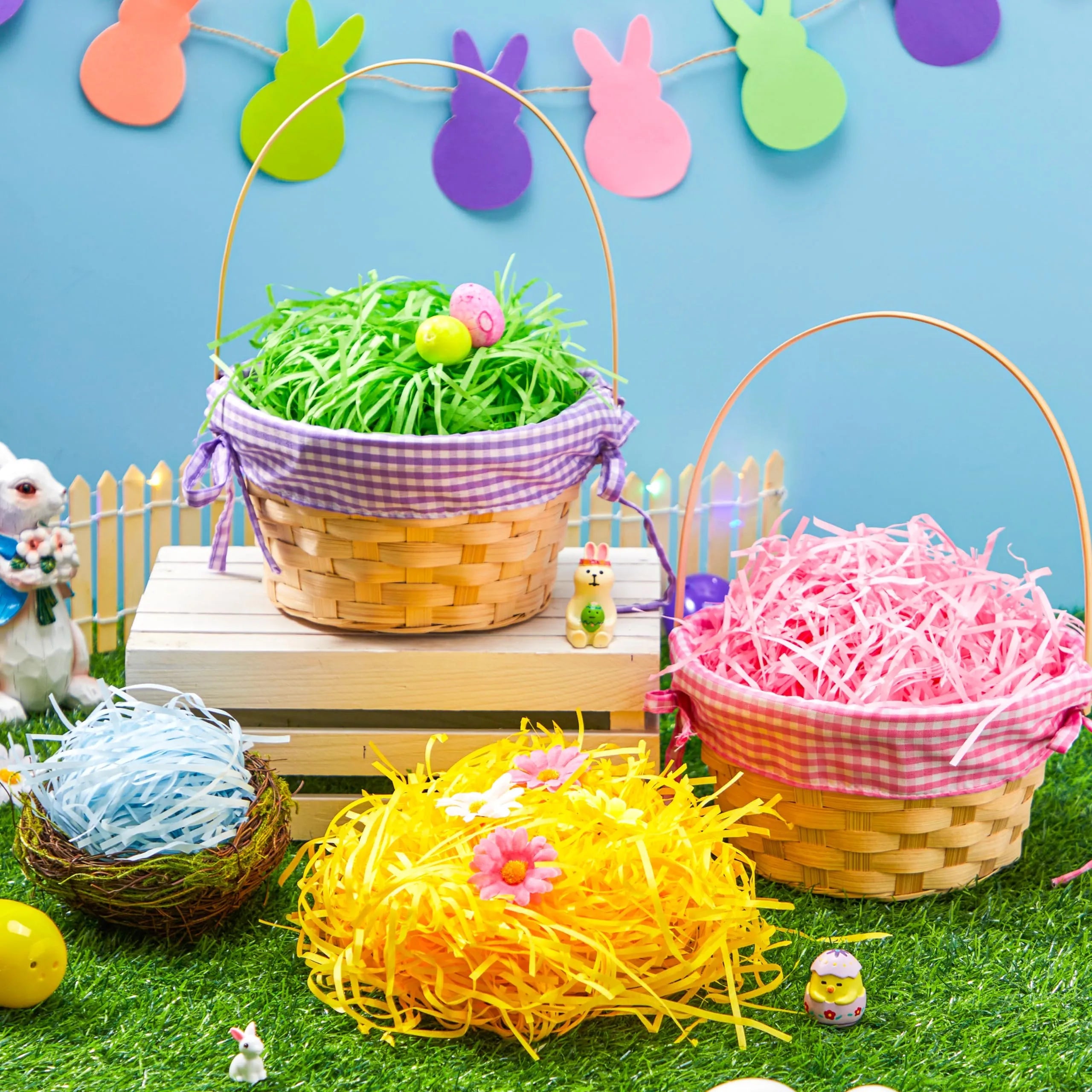 24oz (680g) Multicolor Rainbow Easter Grass, Recyclable Paper Grass Shred in Pastel Colors