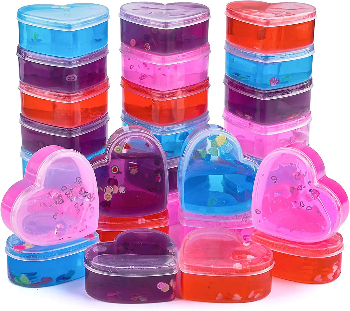 28 Heart-Shaped Slime with Valentine's Day Cards for Kids - Classroom Exchange Gifts