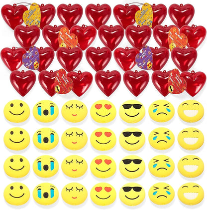 28-Piece Iconic Expression Eraser-Filled Hearts Set with Valentine's Day Cards for Kids - Classroom Exchange Gifts