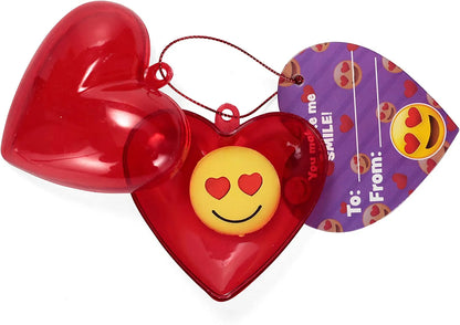 28-Piece Iconic Expression Eraser-Filled Hearts Set with Valentine's Day Cards for Kids - Classroom Exchange Gifts