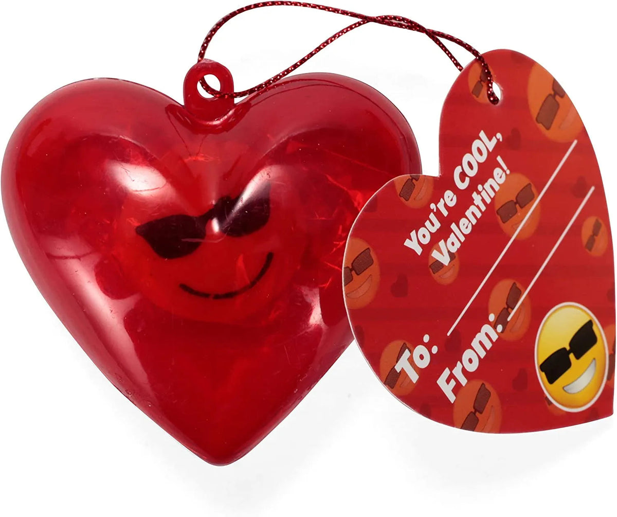 28-Piece Iconic Expression Eraser-Filled Hearts Set with Valentine's Day Cards for Kids - Classroom Exchange Gifts