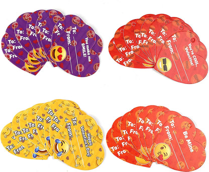 28-Piece Iconic Expression Eraser-Filled Hearts Set with Valentine's Day Cards for Kids - Classroom Exchange Gifts