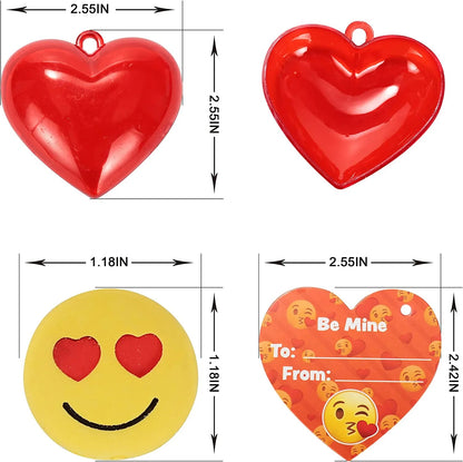 28-Piece Iconic Expression Eraser-Filled Hearts Set with Valentine's Day Cards for Kids - Classroom Exchange Gifts