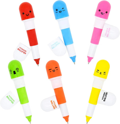 28-Piece Pill-Shaped Pen Set with Valentine's Day Cards for Kids' Classroom Exchange