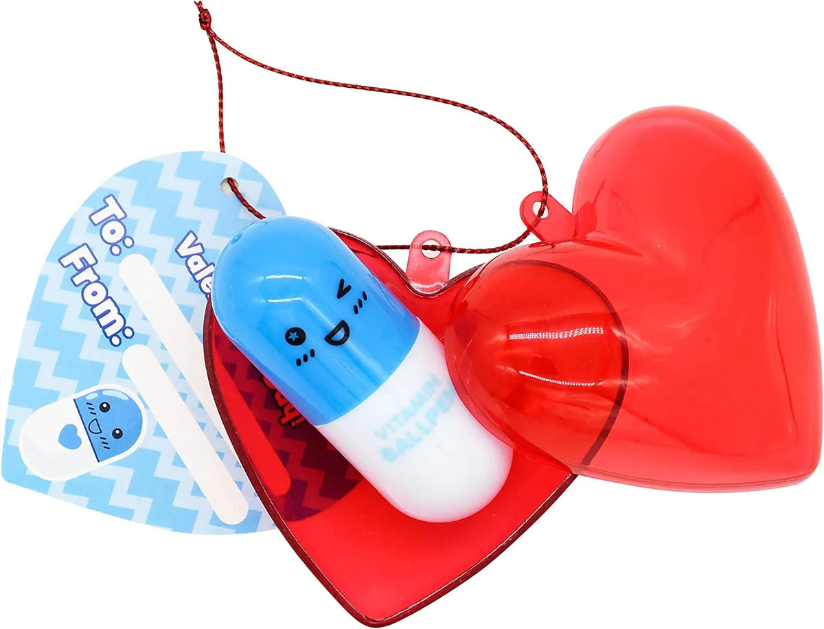 28-Piece Pill-Shaped Pen Set with Valentine's Day Cards for Kids' Classroom Exchange