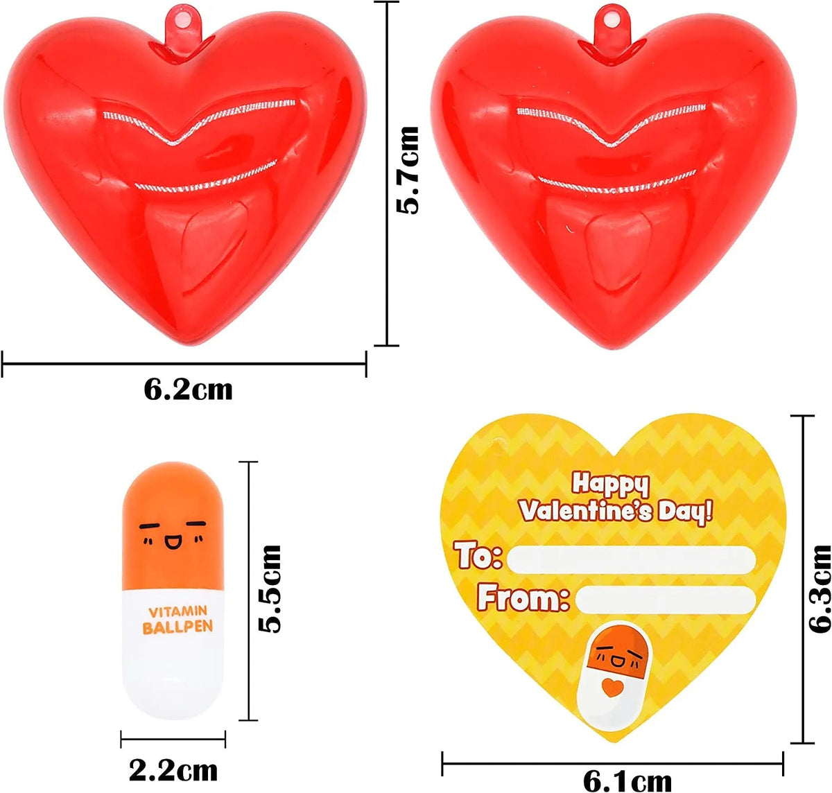 28-Piece Pill-Shaped Pen Set with Valentine's Day Cards for Kids' Classroom Exchange