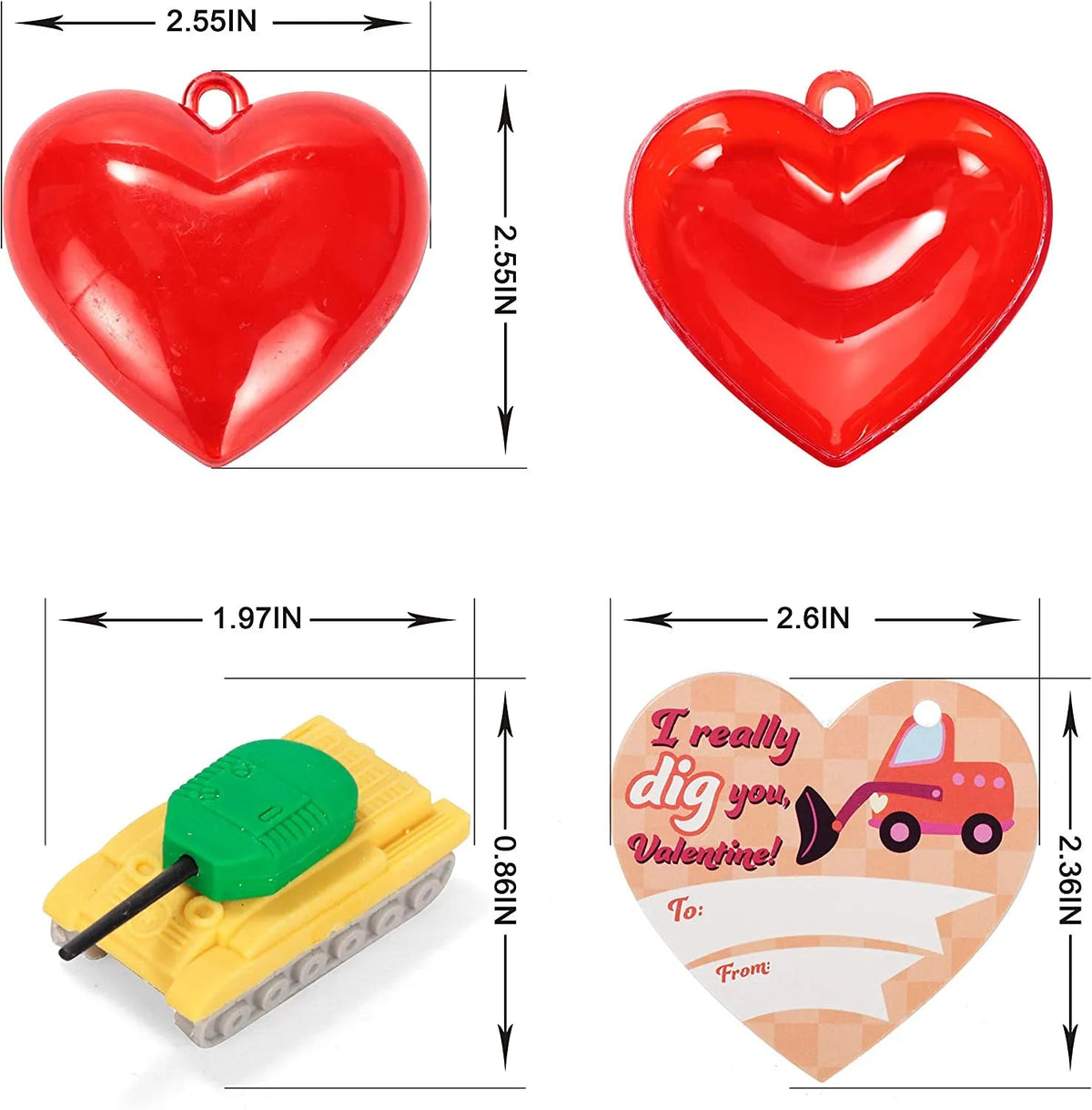28-Piece Vehicle Eraser Set with Valentine's Day Cards for Kids Classroom Exchange Gifts