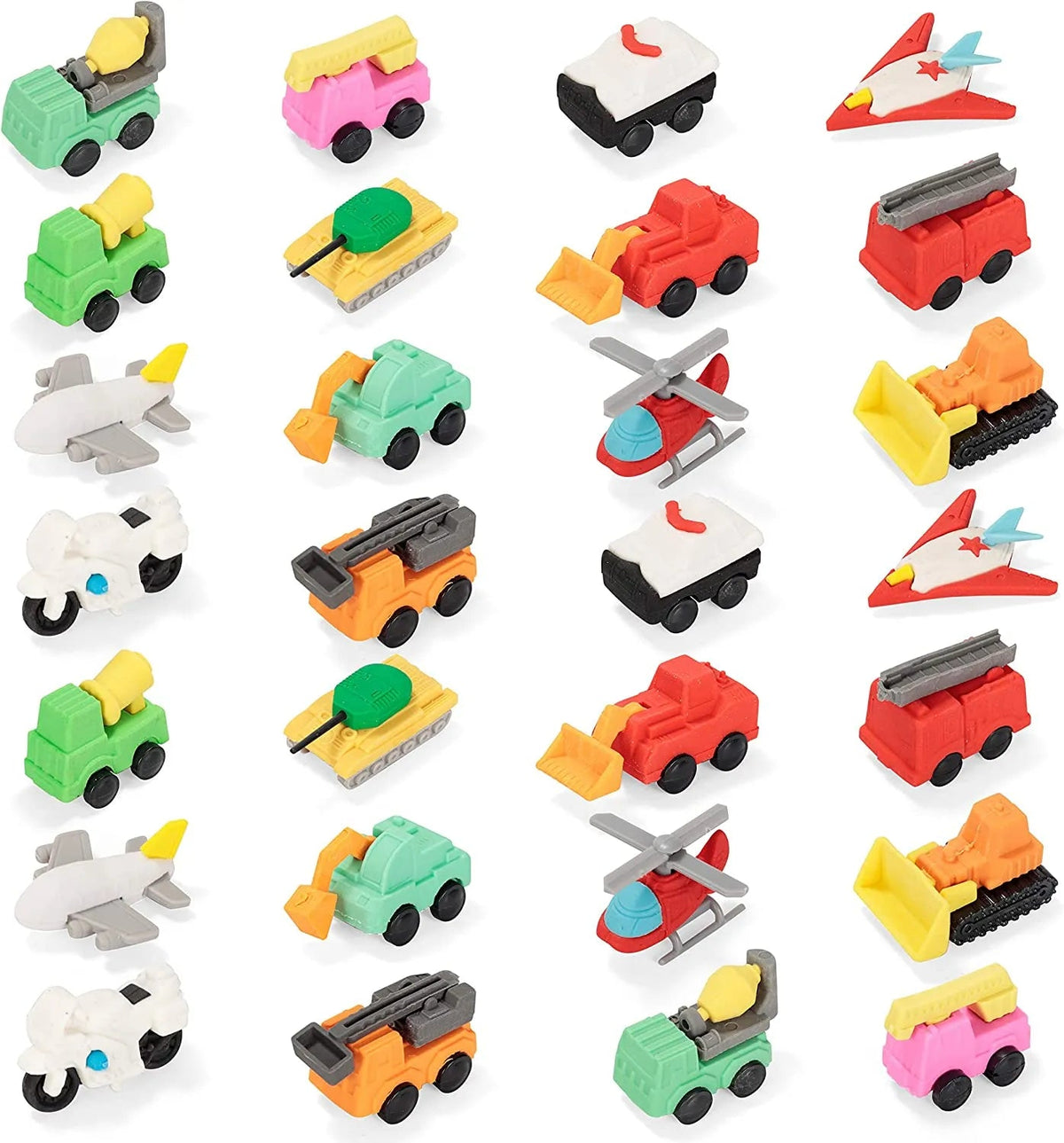 28-Piece Vehicle Eraser Set with Valentine's Day Cards for Kids Classroom Exchange Gifts