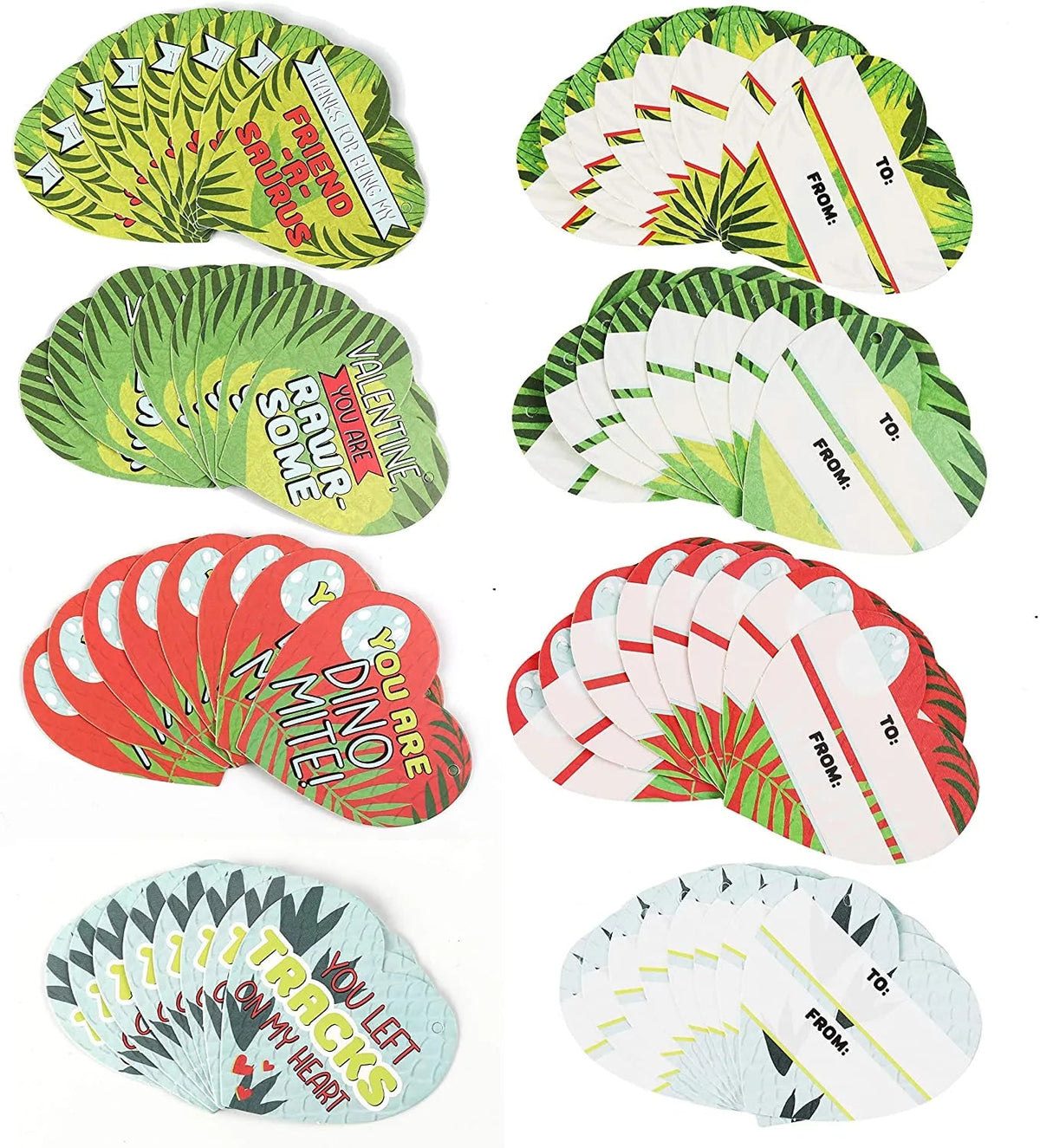 28-Piece Dinosaur Figure Valentine's Day Card Set for Kids - Classroom Exchange Gifts