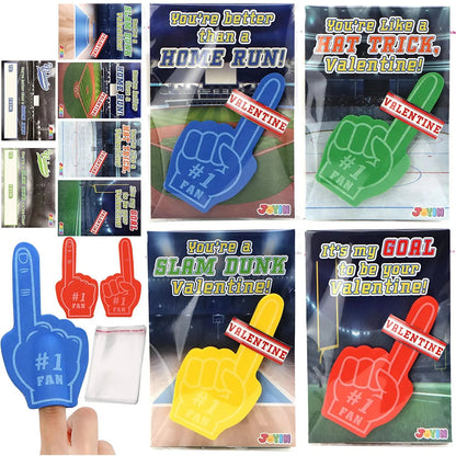28 Foam Fingers with Valentine's Cards for Classroom Exchange