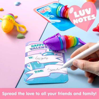 28PCS Valentine's Day Ocean Fidget Toys - Dolphin Shark with Valentine Cards for Kids