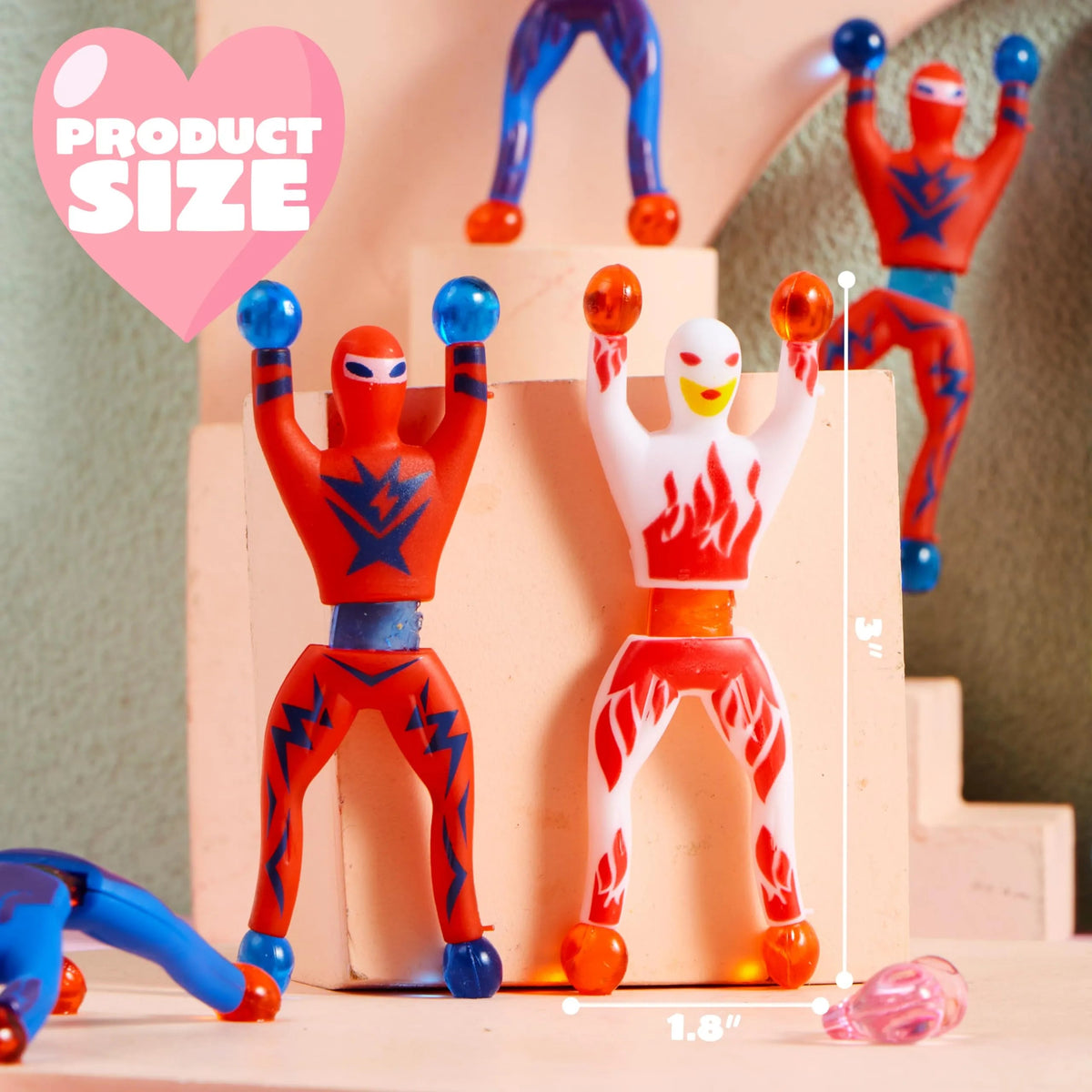 28 Pack Valentine's Day Ninja Sticky Men with Cards, Classroom Exchange Gifts for Kids