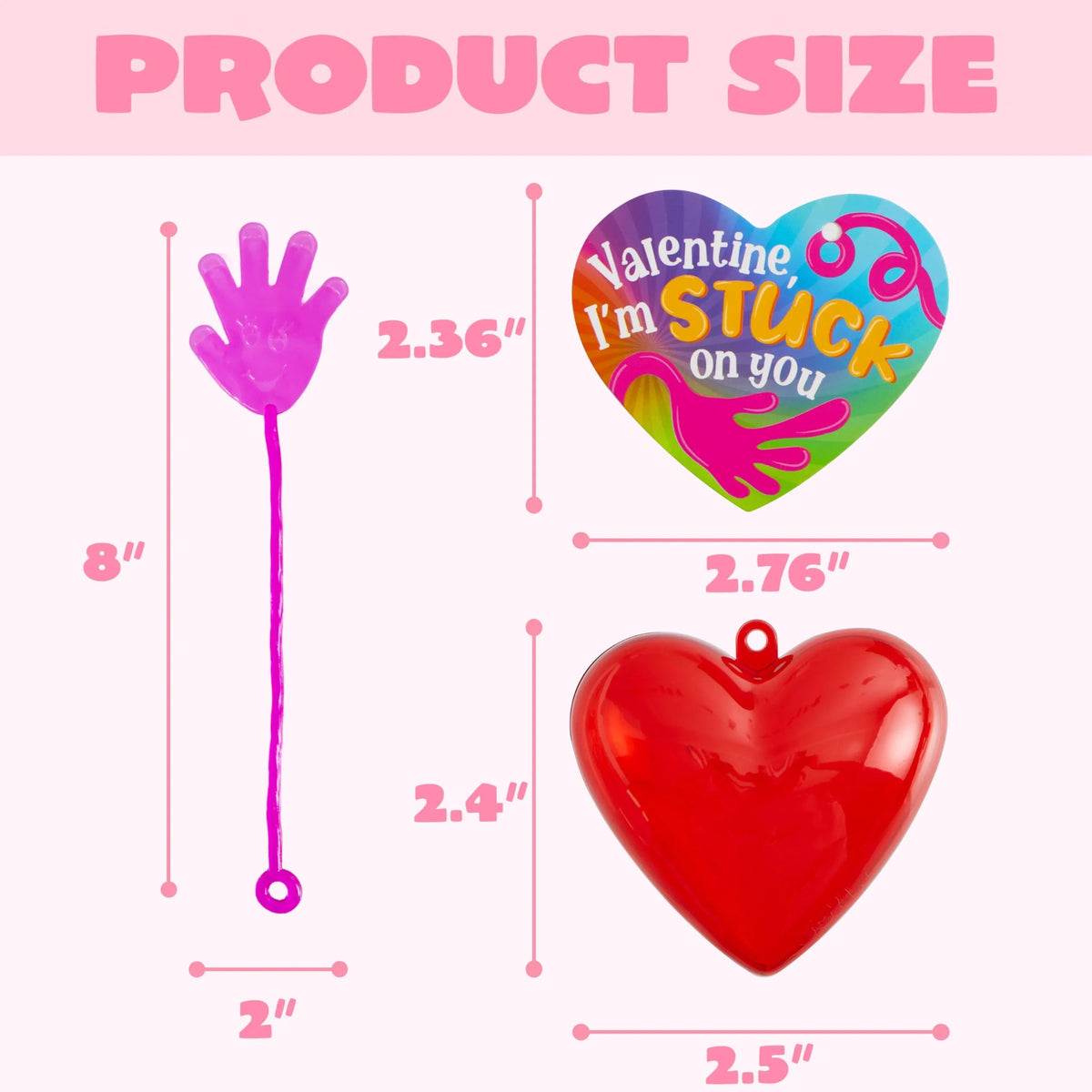 28 Pack Valentine's Day Sticky Hands with Cards, Classroom Exchange Gift for Kids