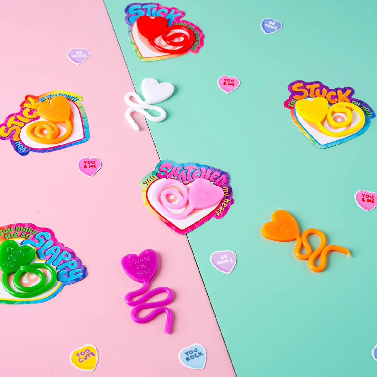28 Pack Valentine's Day Sticky Heart Toys for Kids Classroom Exchange