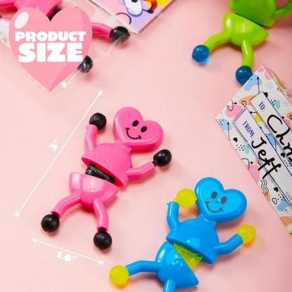 28 Pack Valentine's Day Sticky Man Toys with Cards, Classroom Exchange Gift for Kids