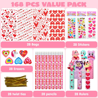 28-Pack Valentine's Day Stationery Set for Kids