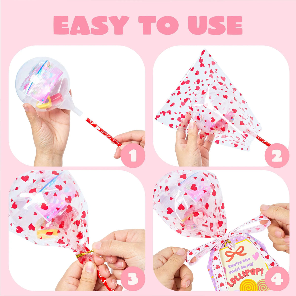 Giant Valentine Lollipop Stationery Set (28 Packs) with Cards, Pencils, Erasers, Stampers, Sharpener, and Stickers
