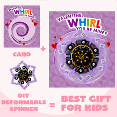 28 Packs Valentine's Day Gift Cards with Fidget Spinners, 3 Designs, for Kids School Exchange