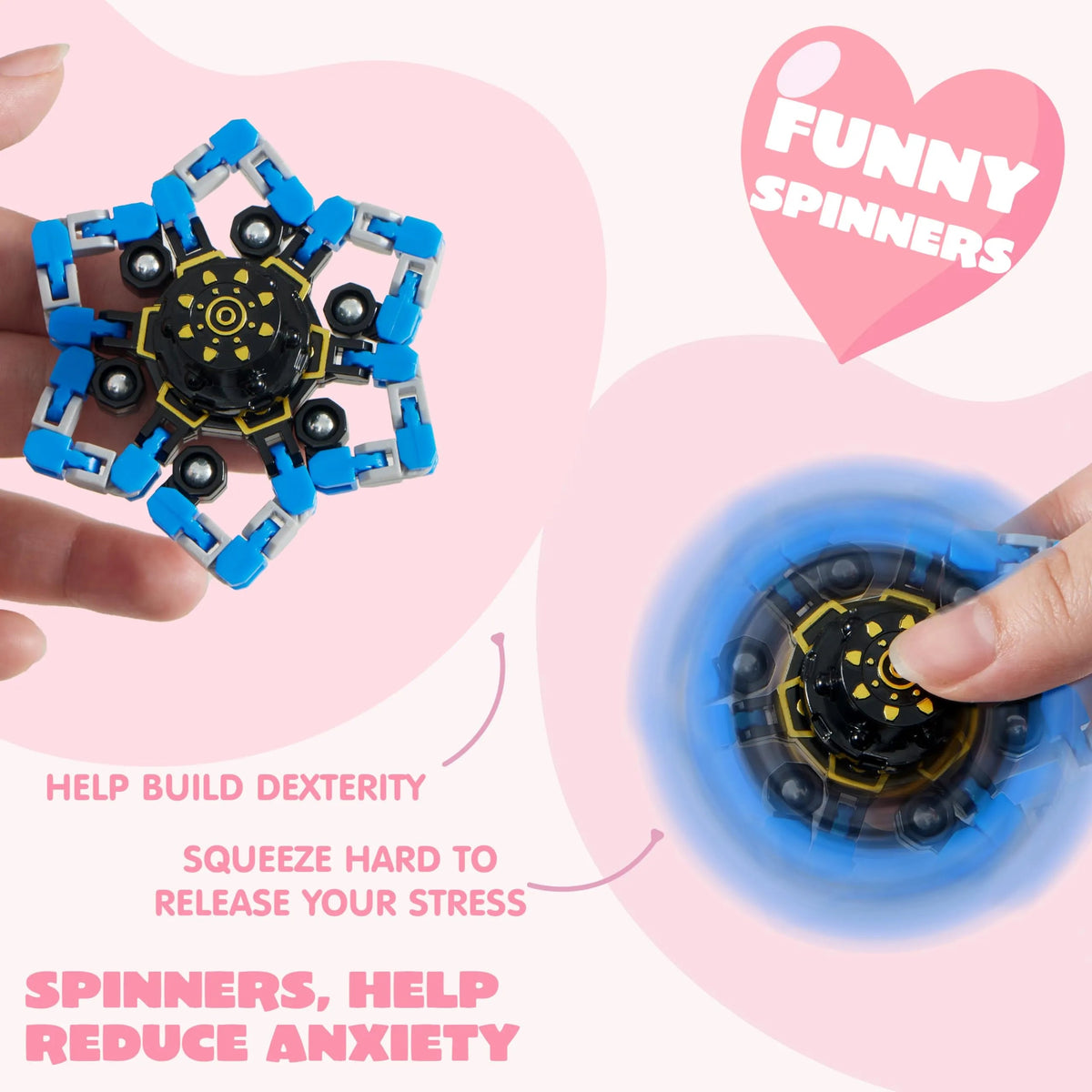 28 Packs Valentine's Day Gift Cards with Fidget Spinners, 3 Designs, for Kids School Exchange