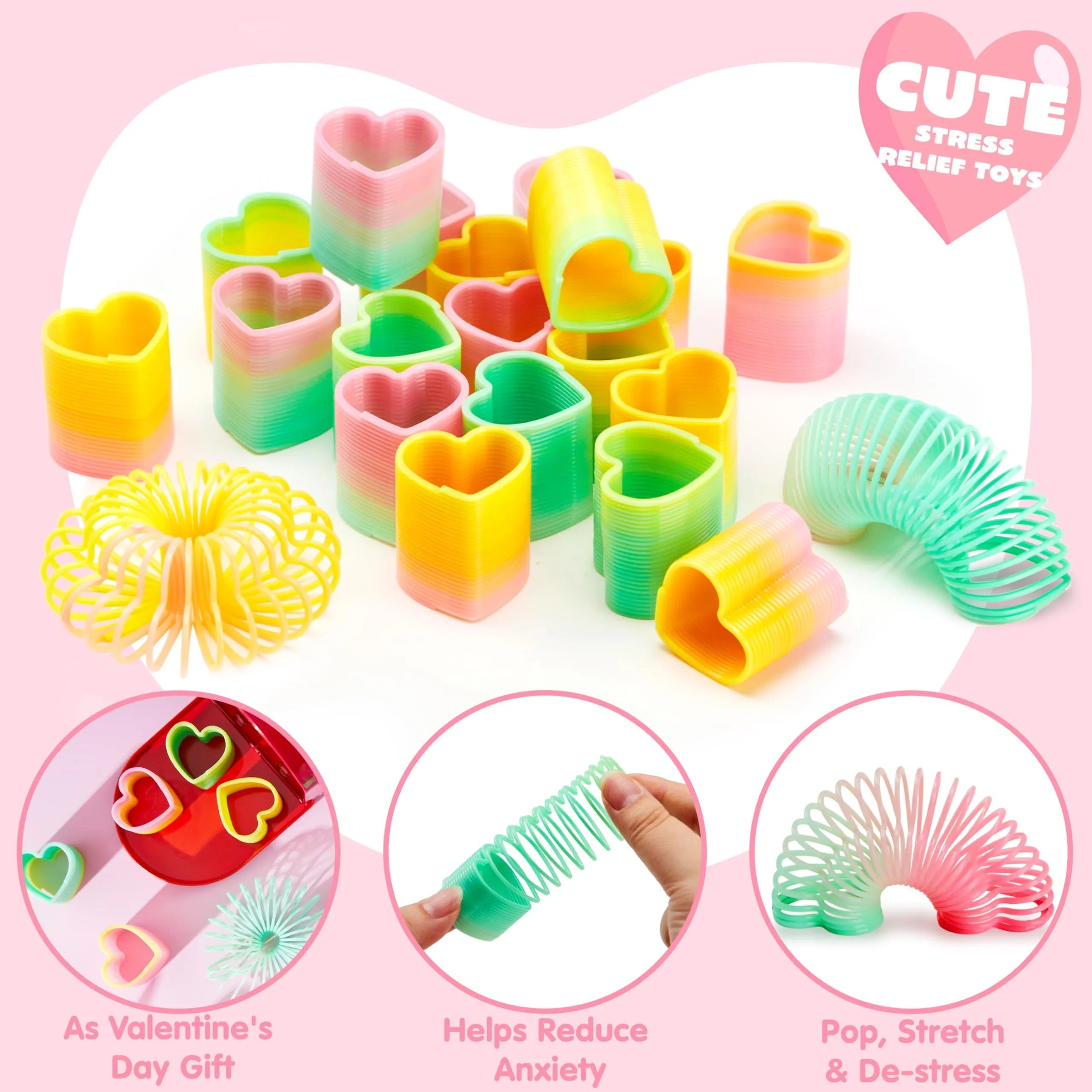 28 Valentine's Day Critter Kind Gift Cards with Colored Springs for Kids Classroom Exchange