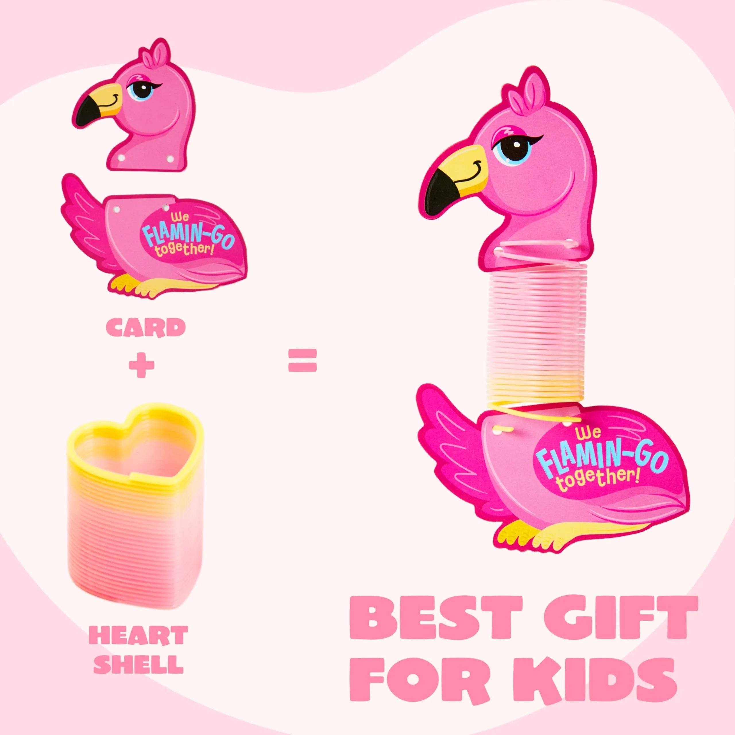 28 Valentine's Day Critter Kind Gift Cards with Colored Springs for Kids Classroom Exchange