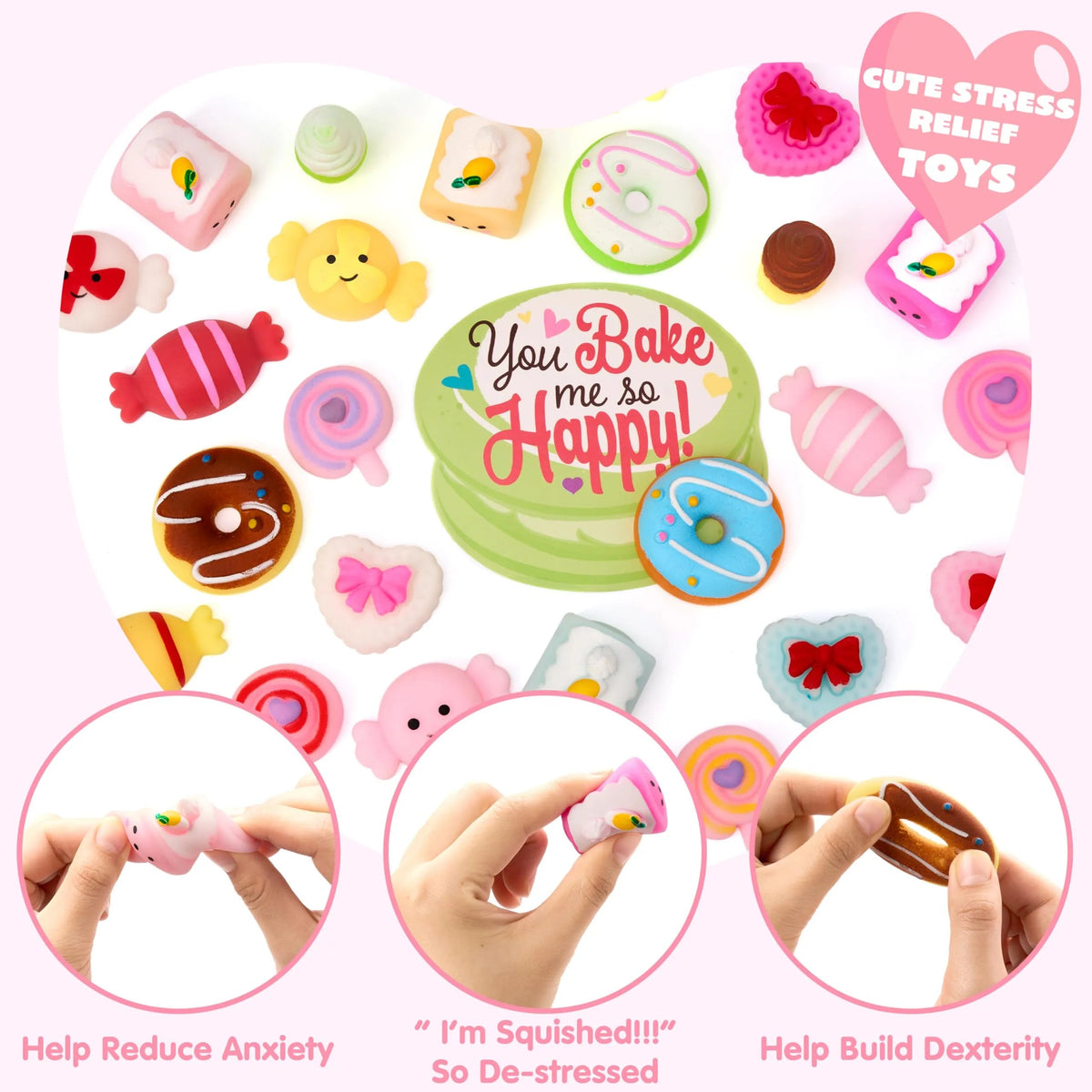28 Packs Valentine's Day Cards with Candy Mochi Squishy Toys for Kids Classroom Exchange