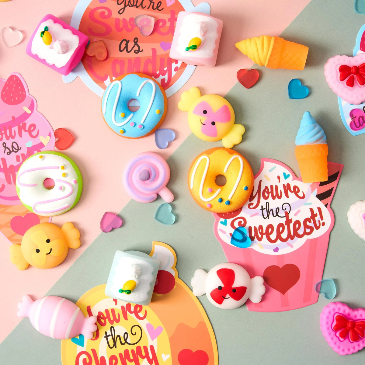 28 Packs Valentine's Day Cards with Candy Mochi Squishy Toys for Kids Classroom Exchange