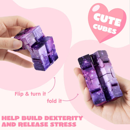 28 Packs Valentine's Day Gift Cards with Infinity Magic Cube Stress Relief Fidget Toys