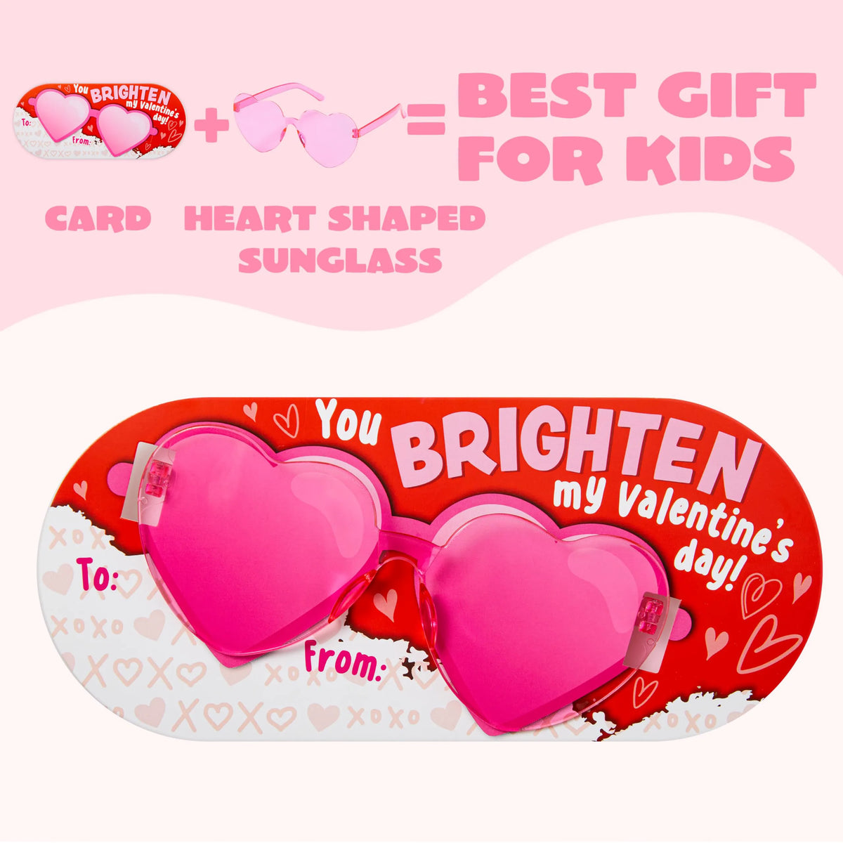28 Packs Valentine's Day Heart Sunglasses with Cards, Classroom Exchange Gifts for Kids
