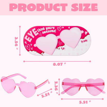 28 Packs Valentine's Day Heart Sunglasses with Cards, Classroom Exchange Gifts for Kids