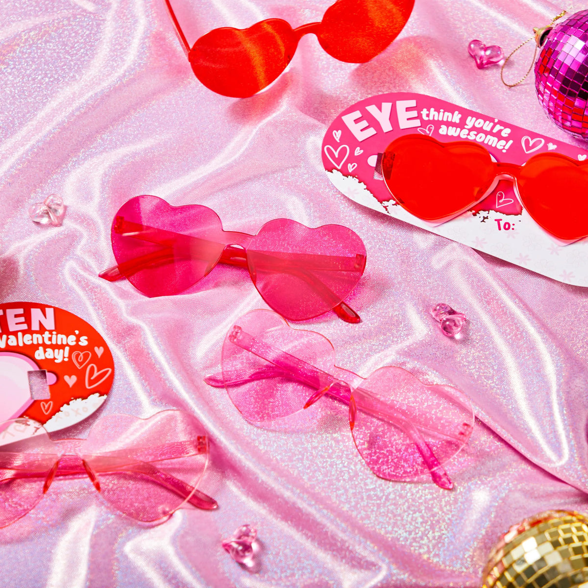 28 Packs Valentine's Day Heart Sunglasses with Cards, Classroom Exchange Gifts for Kids