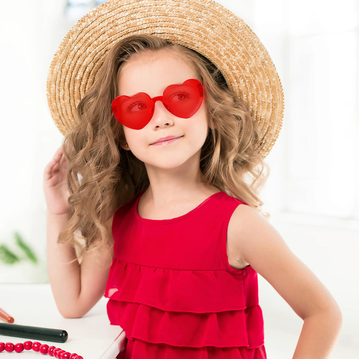 28 Packs Valentine's Day Heart Sunglasses with Cards, Classroom Exchange Gifts for Kids