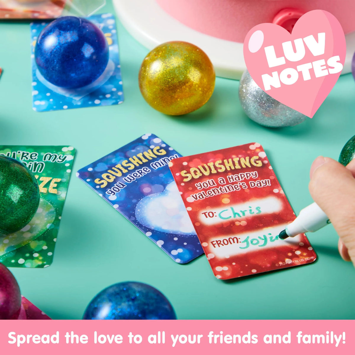 28 Packs Valentine's Day Stretchy Balls with Cards, Classroom Exchange Gift for Kids