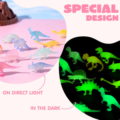28 Pack Valentine's Day Cards with Glow-in-the-Dark Dinosaur Toys for Kids Classroom Exchange Prizes
