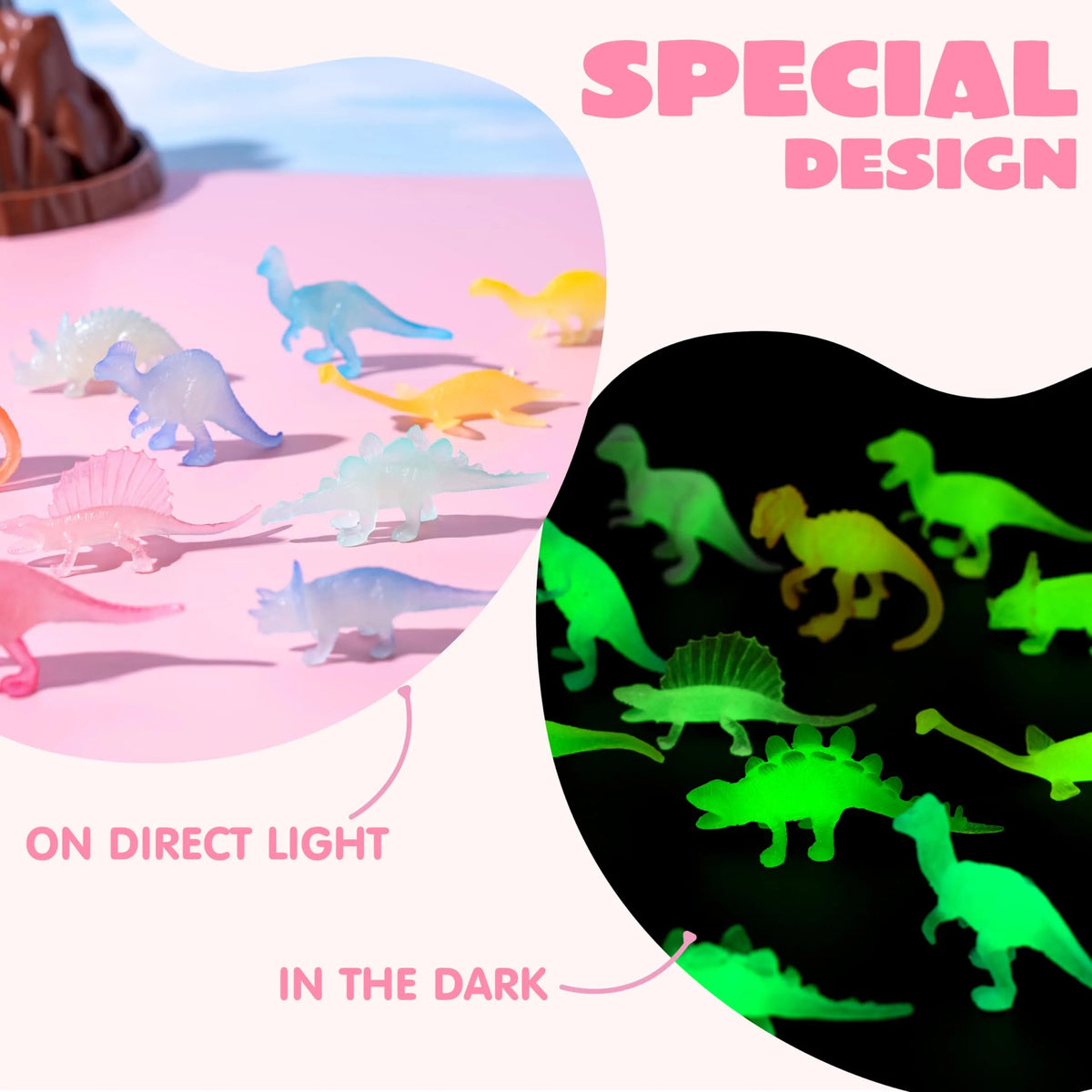 28 Pack Valentine's Day Cards with Glow-in-the-Dark Dinosaur Toys for Kids Classroom Exchange Prizes