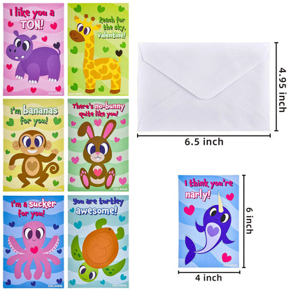 28 Animal Scratch-Off Cards with Sticks and White Envelopes