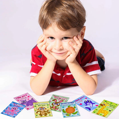 28 Animal Scratch-Off Cards with Sticks and White Envelopes