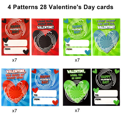 28 Pcs Valentine's Day Spinner Cards for Kids - Classroom Exchange Gifts