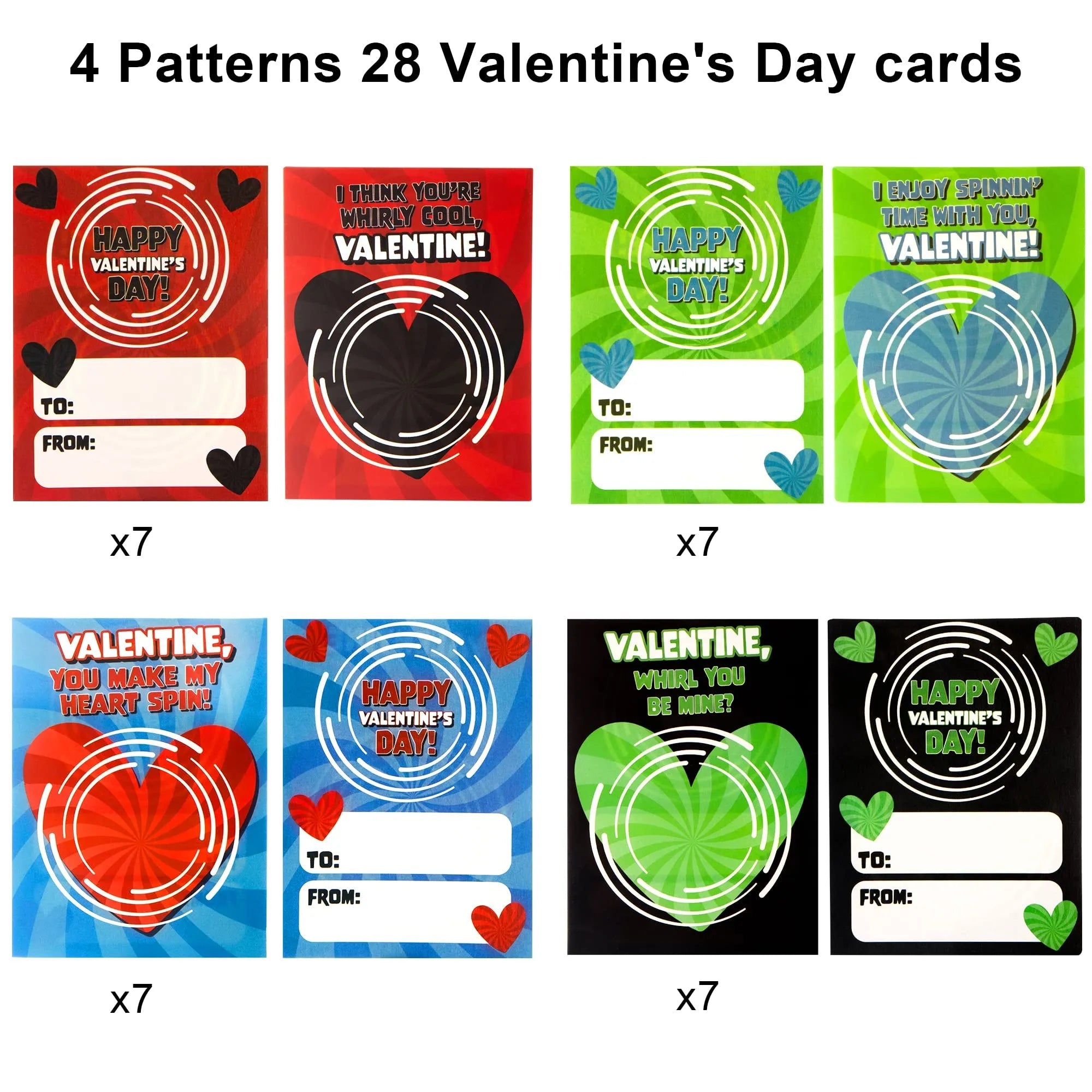 28 Pcs Valentine's Day Spinner Cards for Kids - Classroom Exchange Gifts
